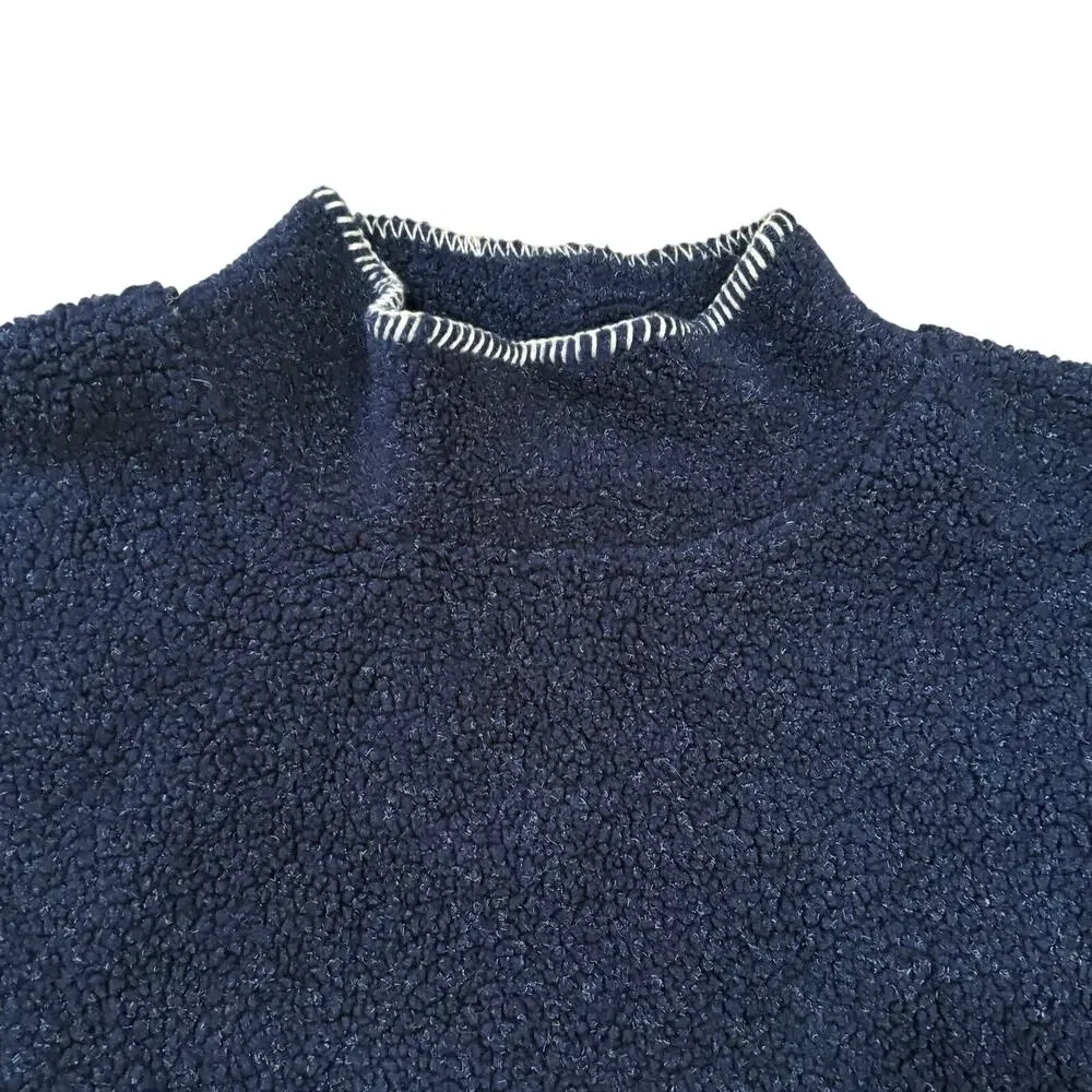 Grand‎ Canyon Sherpa Mock Neck Aztec Western Pullover Sweater Blue Poncho XL USA